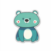 Sticker Baguette de dessin animé d'ours blanc mignon (Devant)