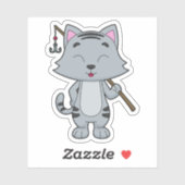 Sticker Baguette de pêche de chat (Feuille)