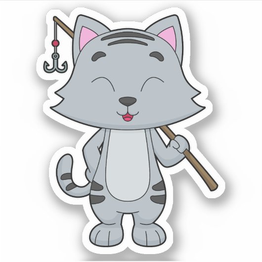 Sticker Baguette de pêche de chat (Devant)