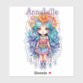 Sticker Baguette en vinyle coupé sur mesure avec fleurs (Feuille)