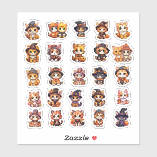 Sticker Baguette Halloween Cat stickers, pack de valeur,25 (Feuille)