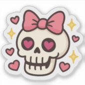 Sticker Baguette Halloween Crâne mignonne (Devant)