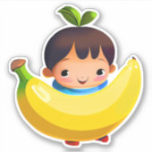 Sticker Baguette mignonne en banane blanche (Devant)