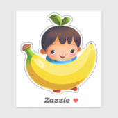 Sticker Baguette mignonne en banane blanche (Feuille)