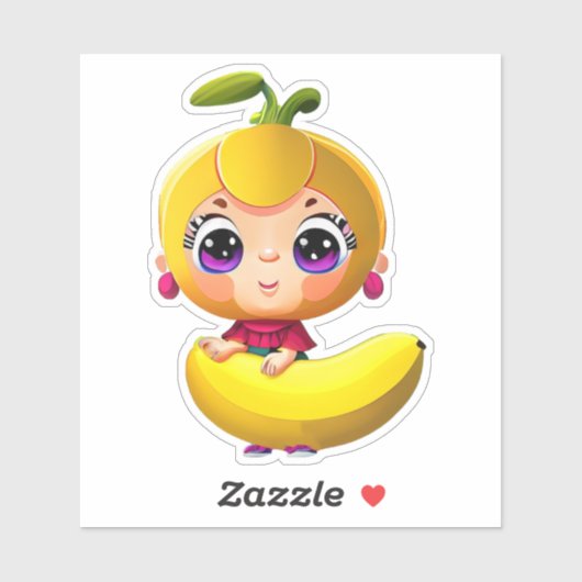 Sticker Baguette mignonne en banane blanche (Feuille)