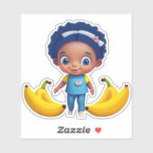 Sticker Baguette mignonne en banane blanche (Feuille)