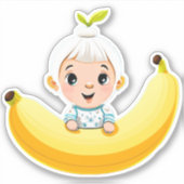 Sticker Baguette mignonne en banane blanche (Devant)