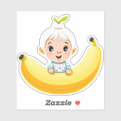 Sticker Baguette mignonne en banane blanche (Feuille)