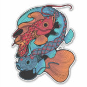 Sticker Baguette rouge et bleu koi (Devant)
