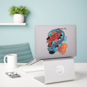 Sticker Baguette rouge et bleu koi (Ordinateur portable sur le bureau)