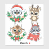 Sticker Baguettes d'animaux de Noël (Feuille)