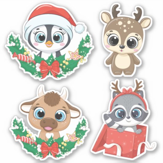 Sticker Baguettes d'animaux de Noël (Devant)