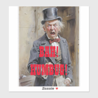 STICKER BAH HUMBUG DICKENS VOITURE DE NOËL