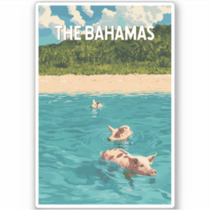 Sticker Bahamas Illustration Voyage Art Vintage