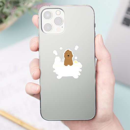 Sticker Bain à bulle Goldendoodle mignon (Téléphone)