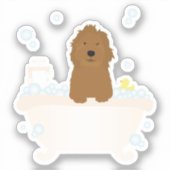 Sticker Bain à bulle Goldendoodle mignon (Recto)