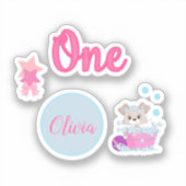Sticker Bain de chiot personnalisé Anniversaire d'un an (Recto)