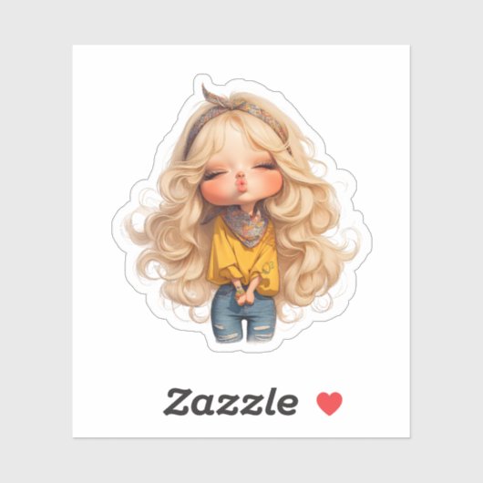 Sticker Baiser adorable (Feuille)
