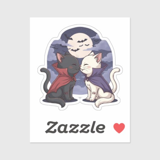 Sticker Baiser de chat vampire - Halloween gothique mignon (Feuille)