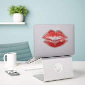 Sticker Baiser Rouge Beau Isolé Art Vectoriel (Ordinateur portable sur le bureau)