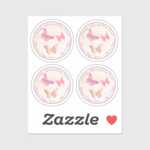 Sticker Baisers à papillon rose et Baby shower de voeux po