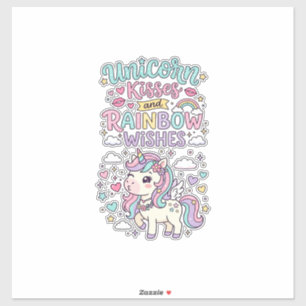 Sticker Baisers de licorne et souhaits d'arc-en-ciel Raisi