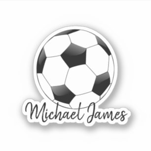 Sticker Bal de football moderne mignon noir et blanc Micha