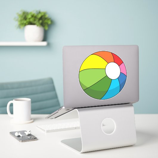 Sticker Bal De Plage Coloré (Ordinateur portable sur le bureau)