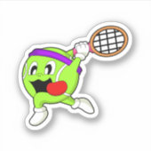 Sticker Bal de tennis avec raquette de tennis (Devant)
