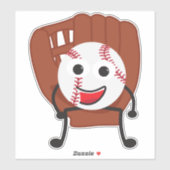 Sticker Bal et gant de baseball en caricature (Feuille)