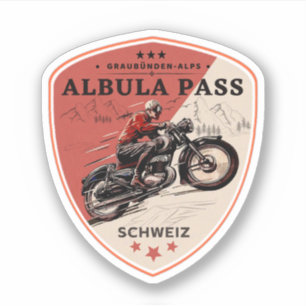 Sticker Balade en moto Albula pass alpes suisses