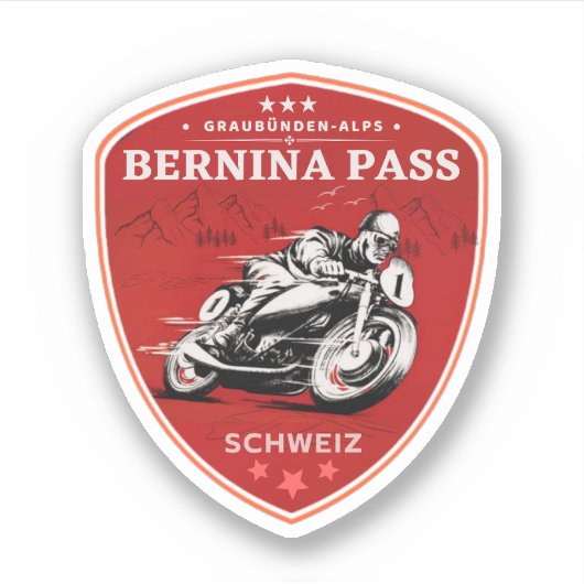 Sticker Balade en moto Bernina pass alpes suisses (Devant)