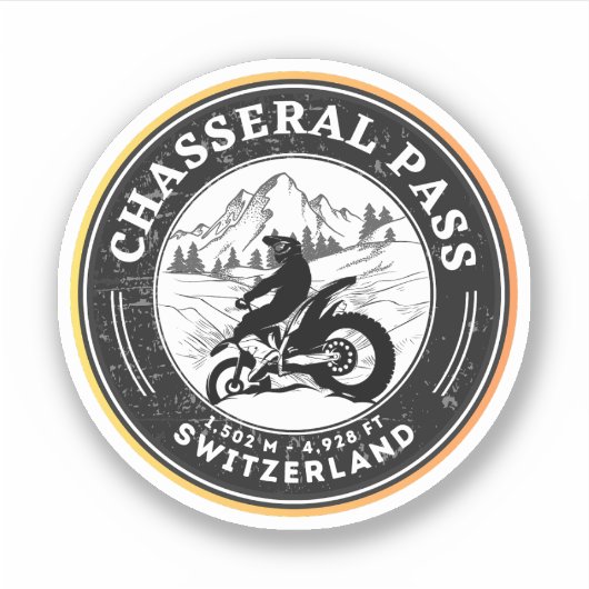 Sticker Balade en moto Chasseral Pass alpes suisses (Devant)