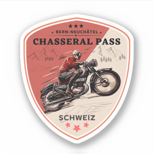 Sticker Balade en moto Chasseral Pass alpes suisses (Devant)