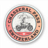 Sticker Balade en moto Chasseral Pass alpes suisses (Devant)