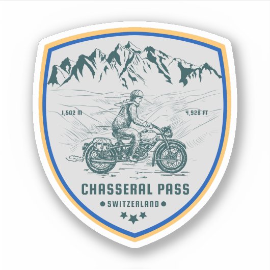 Sticker Balade en moto Chasseral Pass alpes suisses (Devant)