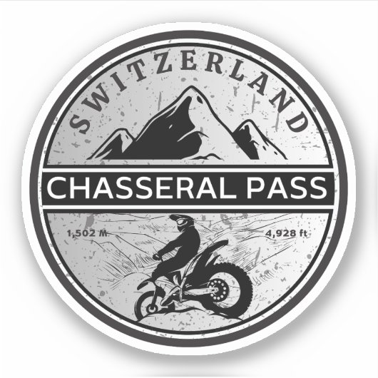 Sticker Balade en moto Chasseral Pass alpes suisses (Devant)