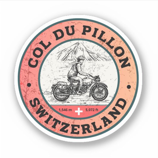 Sticker Balade en moto Col du Pillon alpes suisses (Devant)