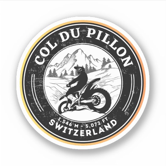 Sticker Balade en moto Col du Pillon alpes suisses (Devant)