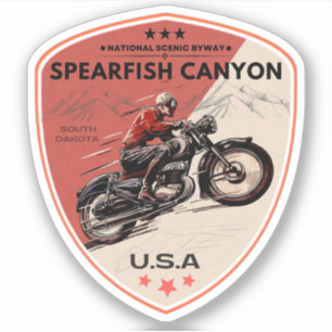Sticker Balade en moto du canyon de Spearfish Sturgis Blac