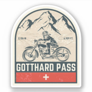 Sticker Balade en moto Gotthard Pass alpes suisses