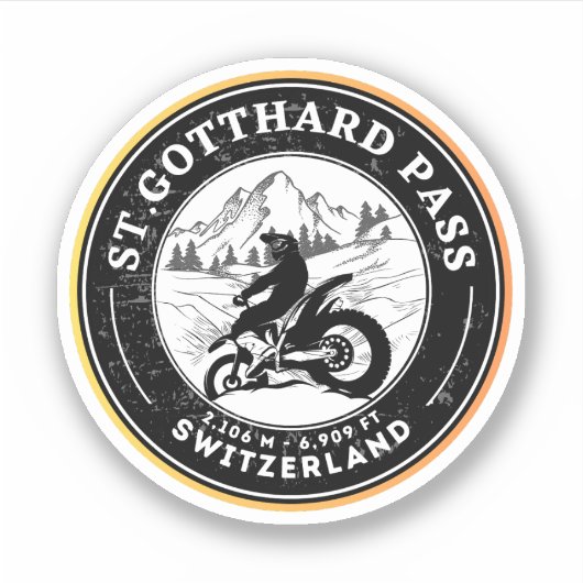 Sticker Balade en moto Gotthard Pass alpes suisses (Devant)