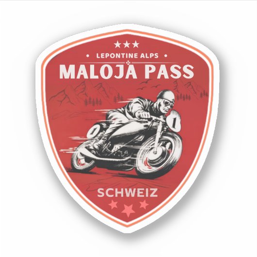 Sticker Balade en moto Maloja Pass alpes suisses (Devant)