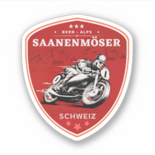Sticker Balade en moto Saanenmöser Pass alpes suisses