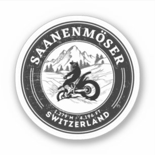 Sticker Balade en moto Saanenmöser Pass alpes suisses