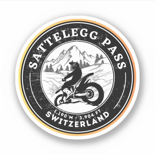 Sticker Balade en moto Sattelegg pass swiss-alps (Devant)