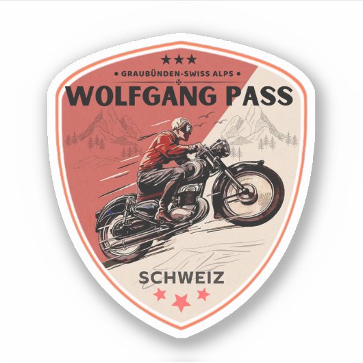 Sticker Balade en moto Wolfgang Pass alpes suisses (Devant)