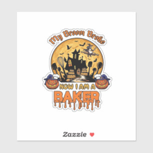 Sticker Balai Brisé Pâtissier Halloween Sorcière Chef Citr