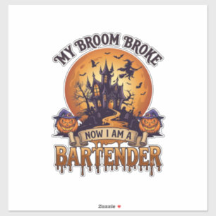 Sticker Balai Cassa Barman Halloween Maison Hantée Sorci