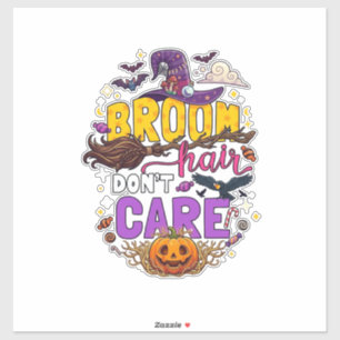Sticker Balai Cheveux N'importe Halloween Sorcière Chapeau
